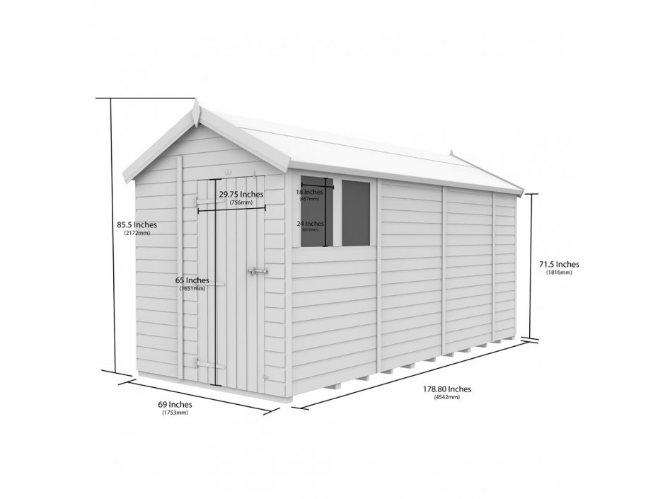 6ft x 15ft Apex Shed