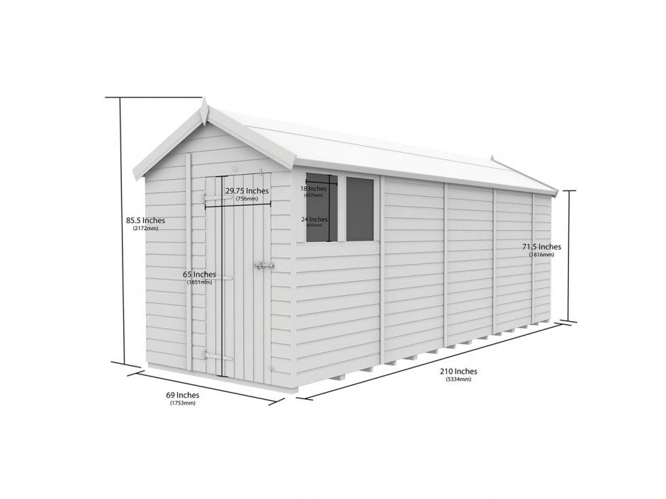 6ft x 18ft Apex Shed