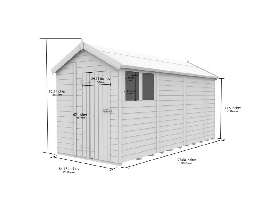 7ft x 15ft Apex Shed