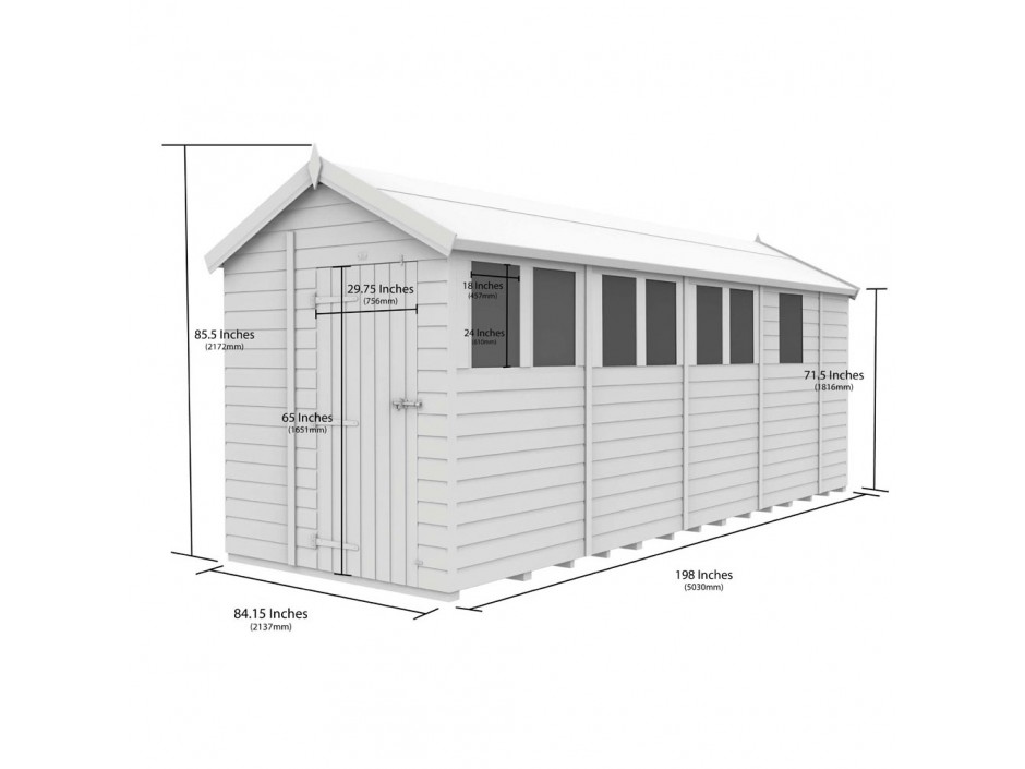 7ft x 17ft Apex Shed