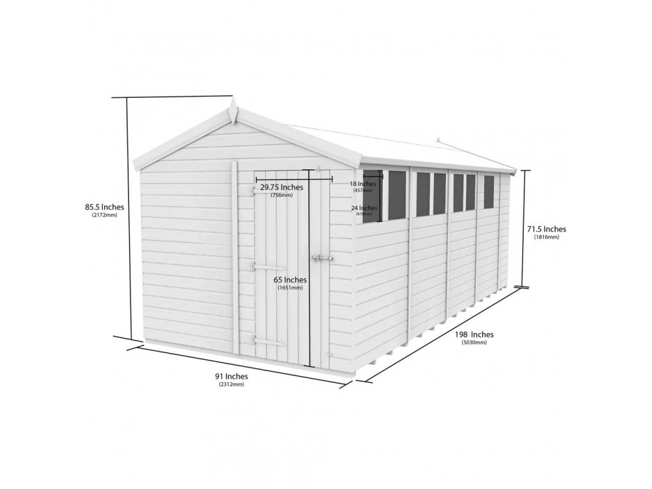 8ft x 17ft Apex Shed