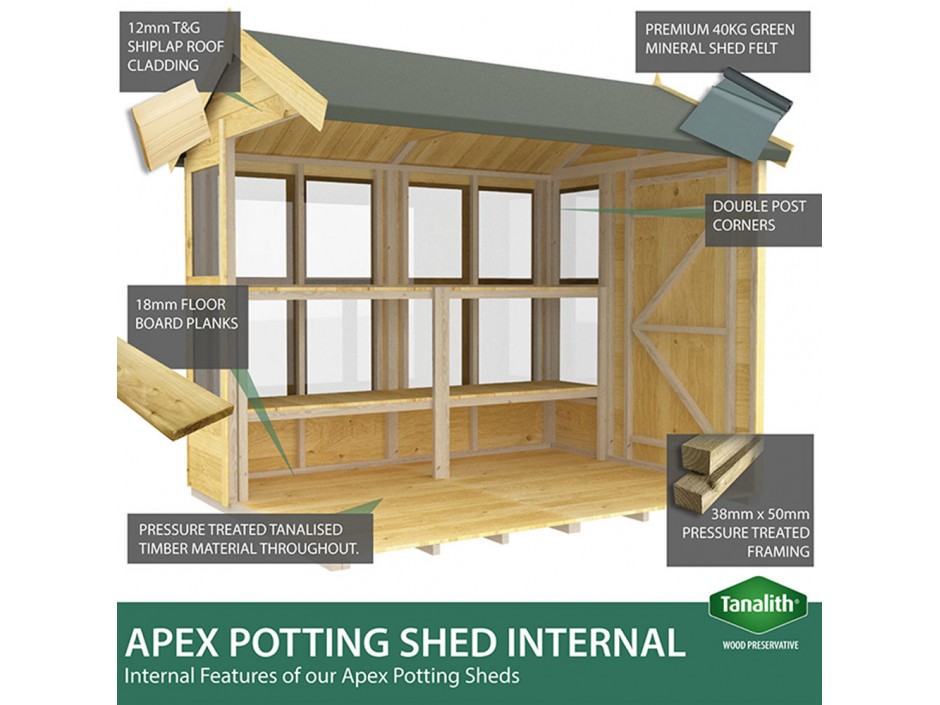 12ft x 6ft Apex Potting Shed