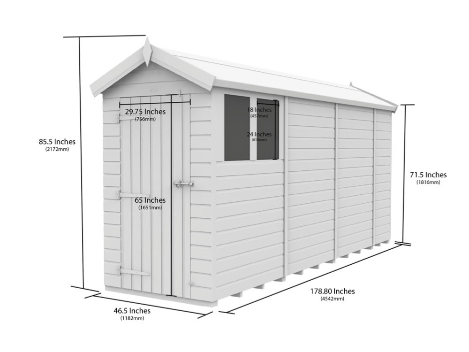 4ft x 15ft Apex Shed