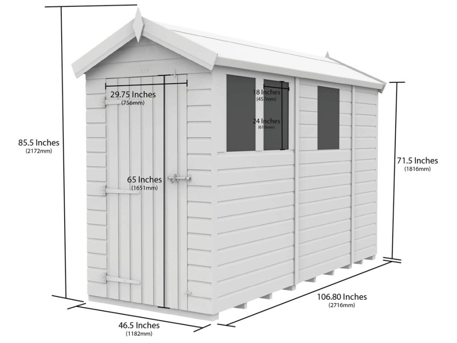 4ft x 9ft Apex Shed