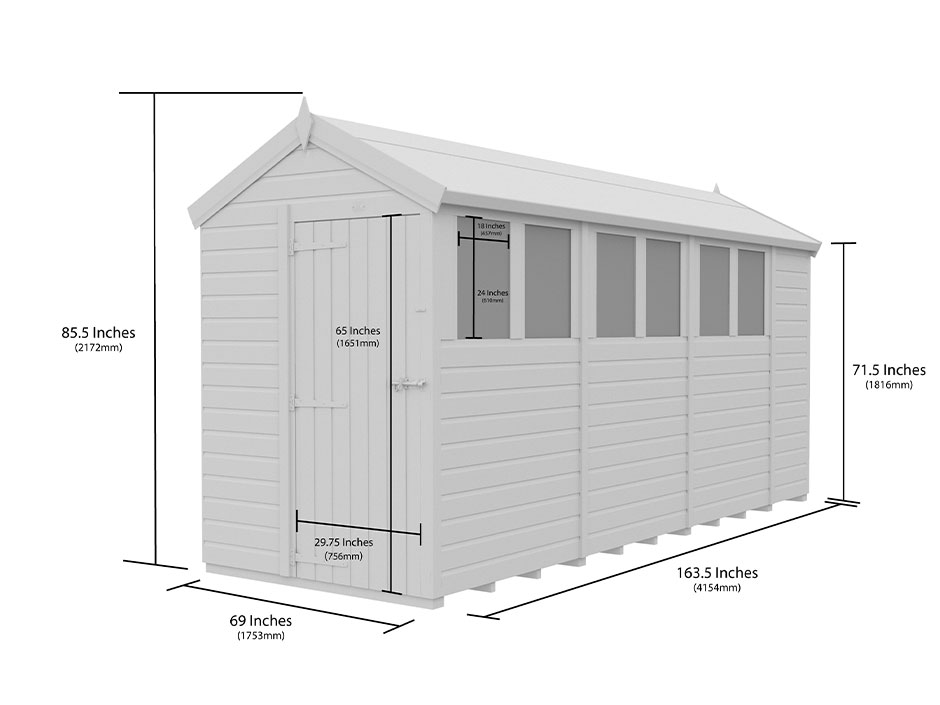 5ft x 14ft Apex Shed