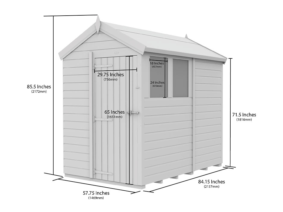 5ft x 7ft Apex Shed