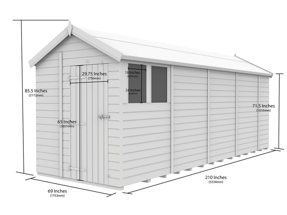 6ft x 18ft Apex Shed