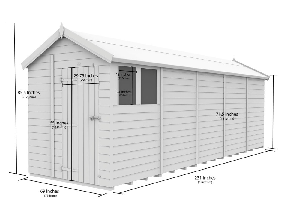 6ft x 20ft Apex Shed