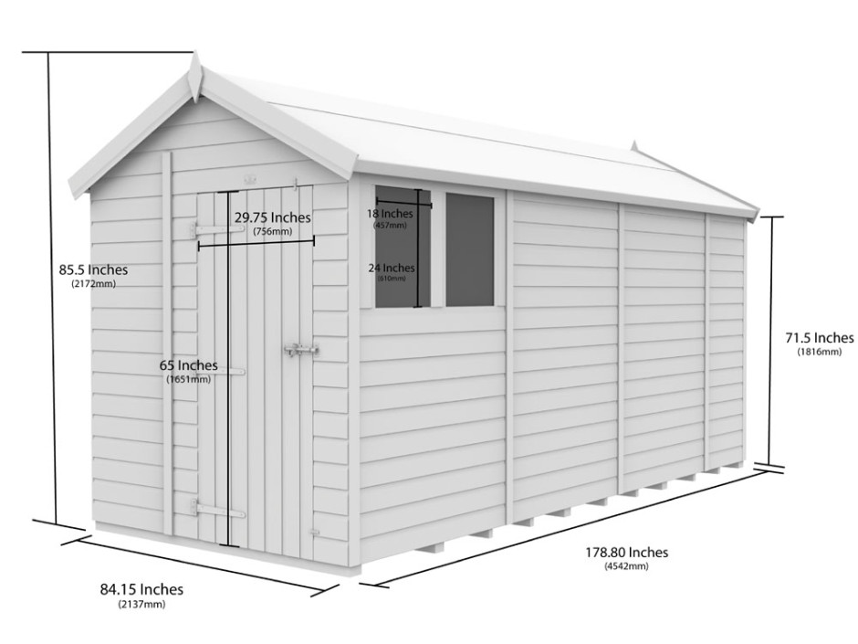 7ft x 15ft Apex Shed