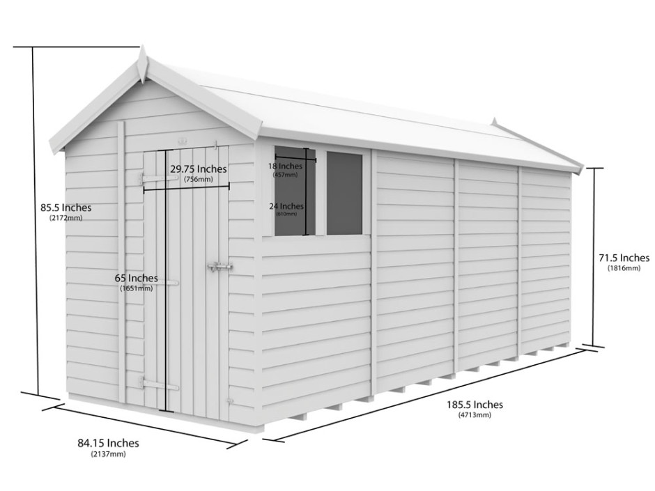 7ft x 16ft Apex Shed