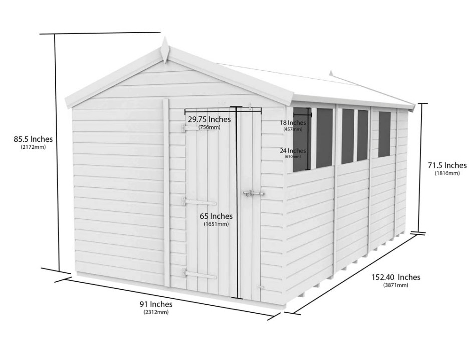 8ft x 13ft Apex Shed