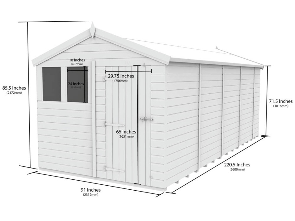 8ft x 19ft Apex Shed