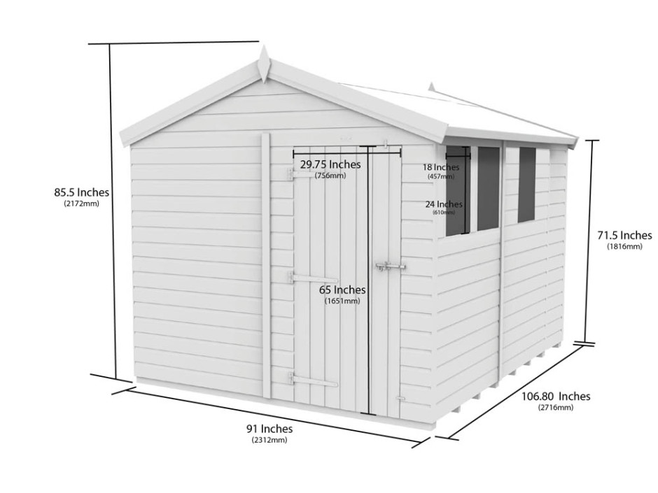 8ft x 9ft Apex Shed