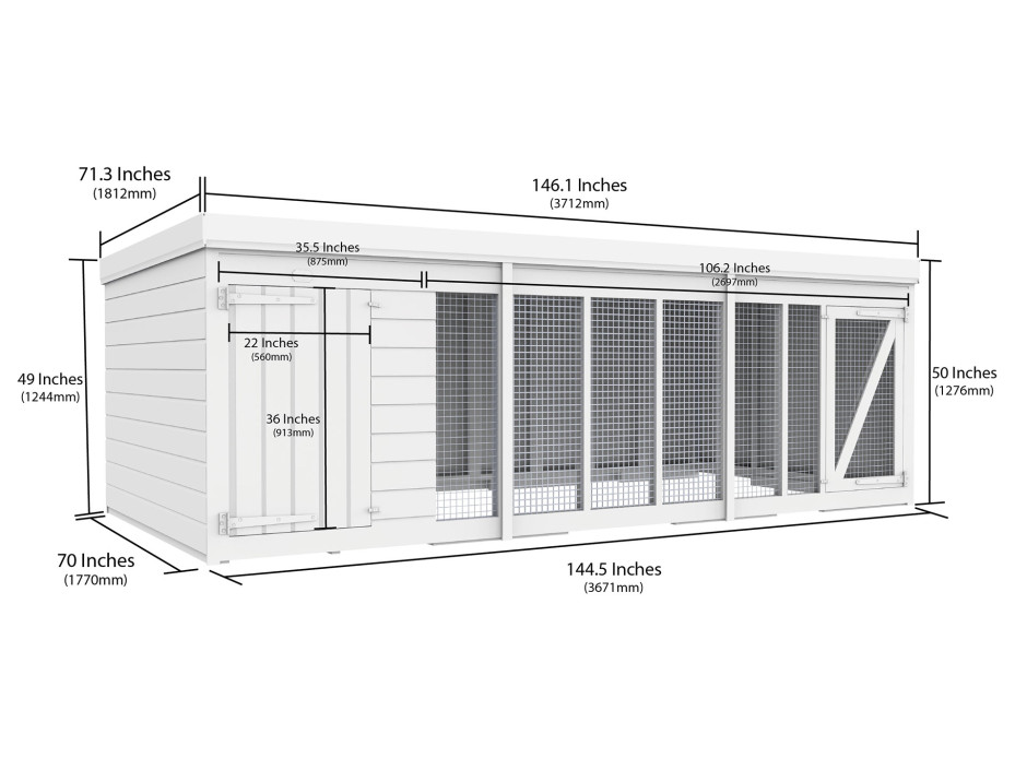 12ft x 6ft Dog Kennel and Run