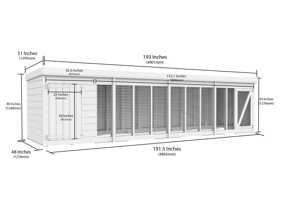 16ft x 4ft Dog Kennel and Run