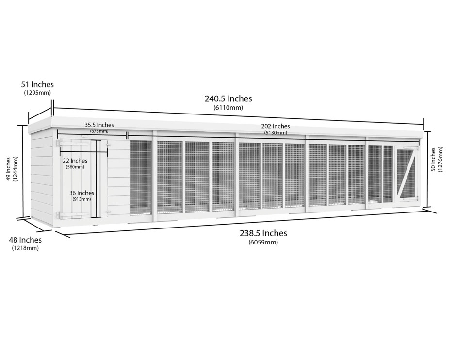 20ft x 4ft Dog Kennel and Run