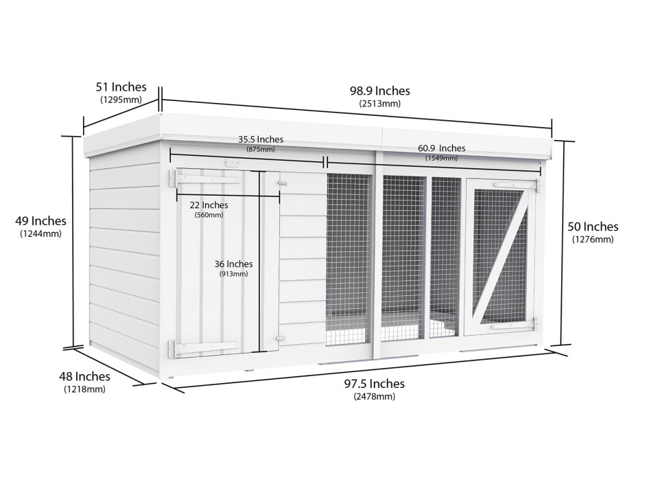 8ft x 4ft Dog Kennel and Run