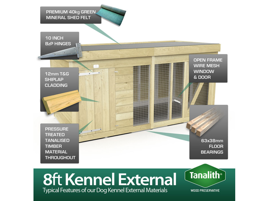 8ft x 4ft Dog Kennel and Run