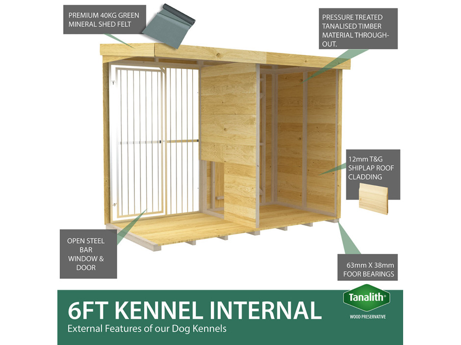 12ft X 4ft Dog Kennel and Run Full Height with Bars