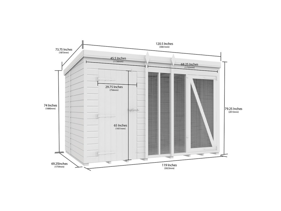 10ft X 6ft Dog Kennel and Run Full Height