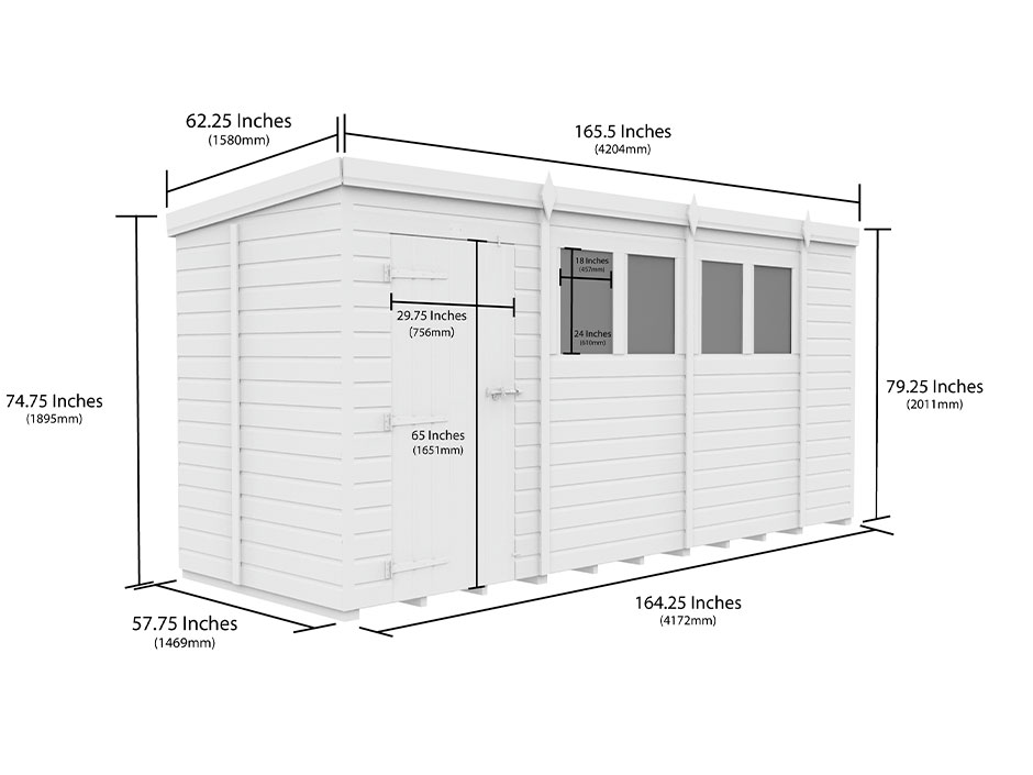 14ft x 5ft Pent Shed