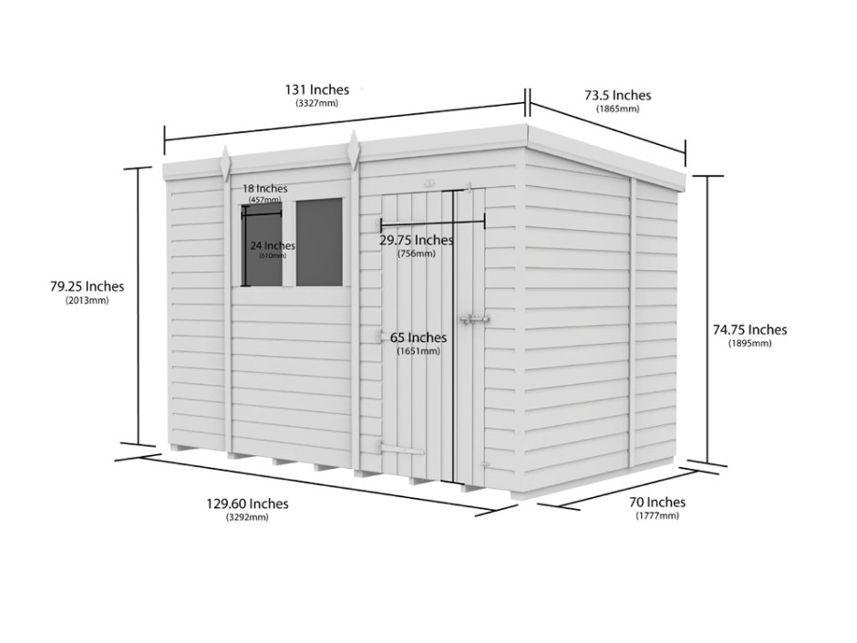 11ft x 6ft Pent Shed