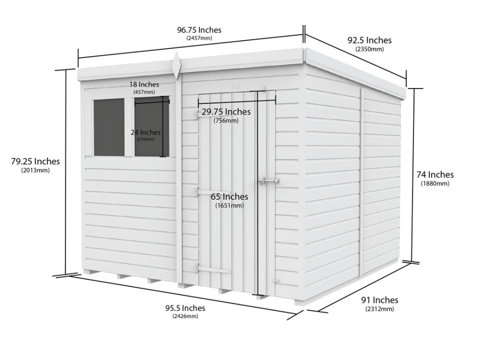 8ft x 8ft Pent Shed