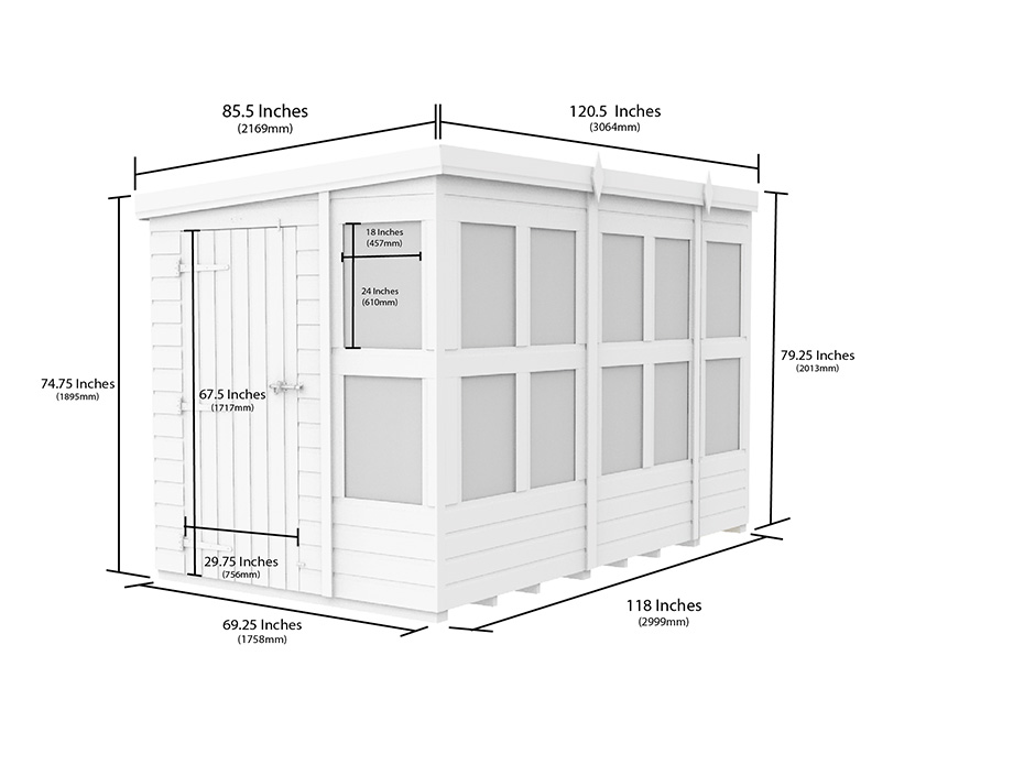 10ft x 6ft Pent Potting Shed