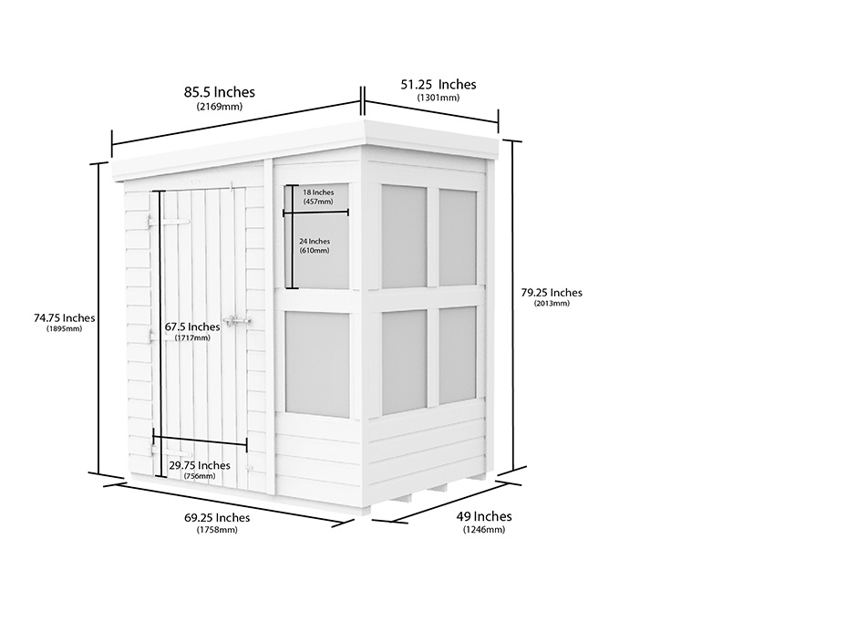 6ft x 4ft Pent Potting Shed