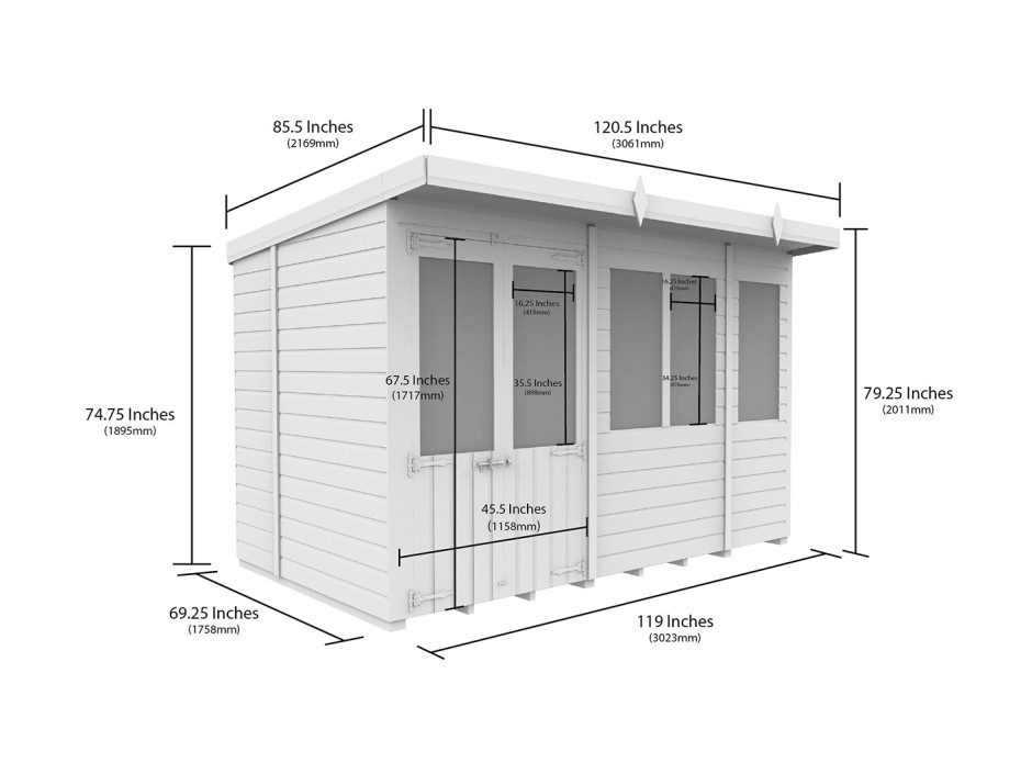 10ft x 6ft Pent Summer House