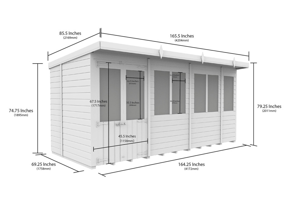 14ft x 6ft Pent Summer House