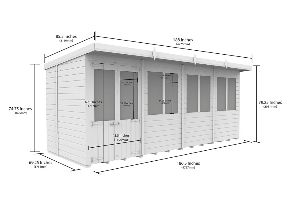 16ft x 6ft Pent Summer House