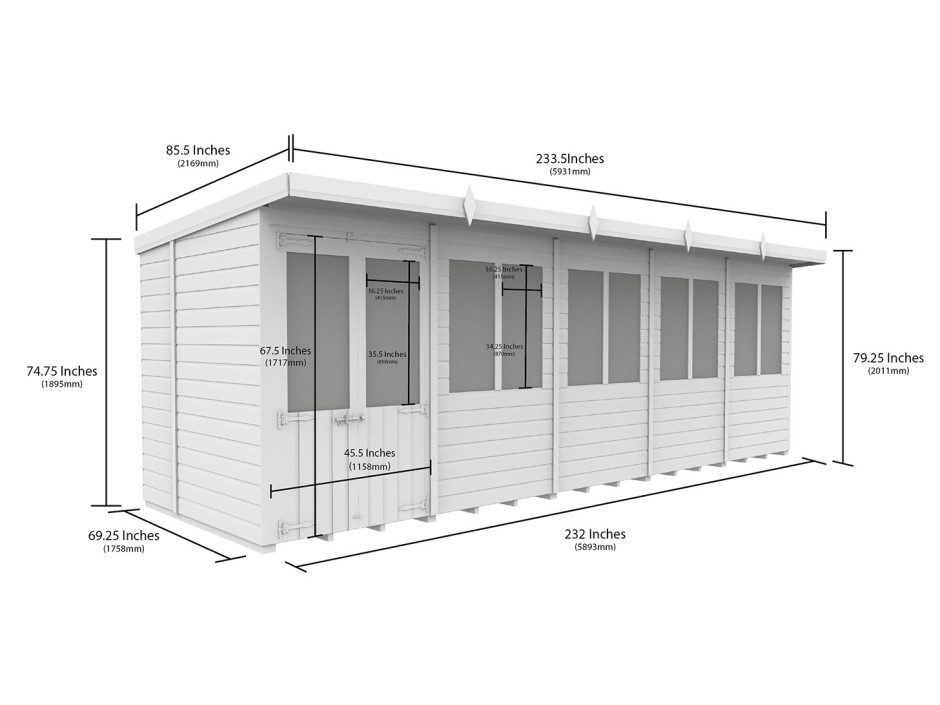 20ft x 6ft Pent Summer House