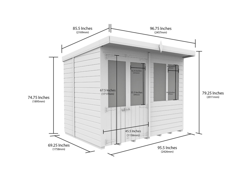 8ft x 6ft Pent Summer House