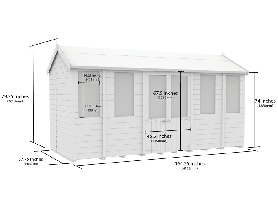 5ft x 14ft Apex Summer House