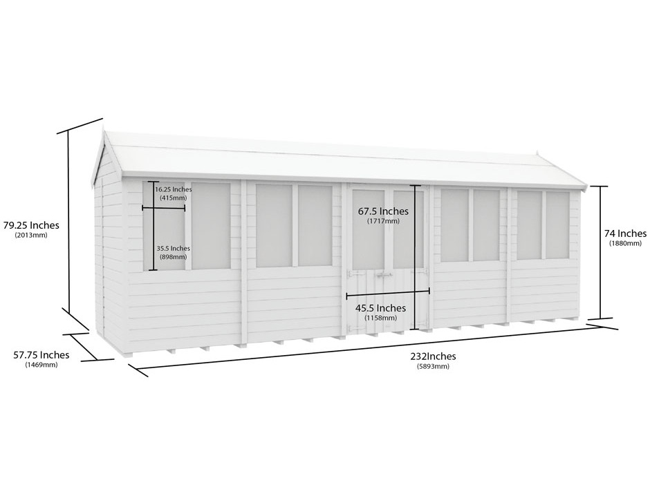 5ft x 20ft Apex Summer House