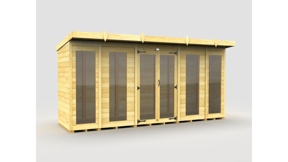 14ft x 4ft Pent Summer House (Full Height Window)