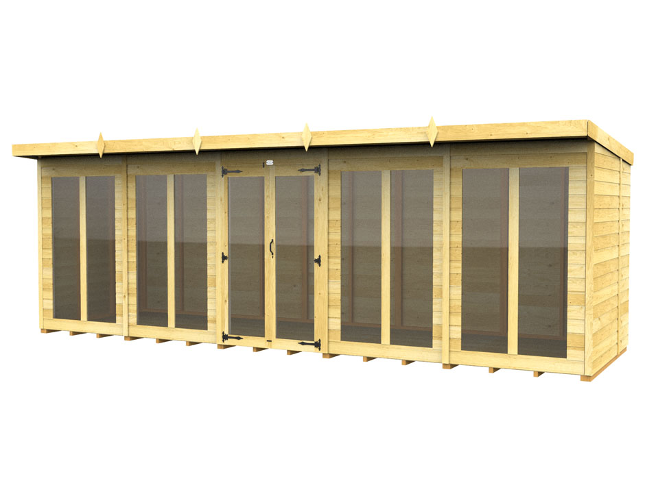 20ft x 7ft Pent Summer House (Full Height Window)