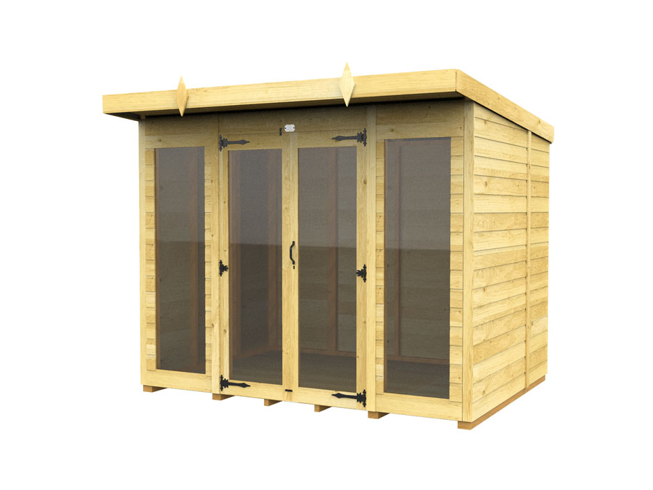 8ft x 7ft Pent Summer House (Full Height Window)