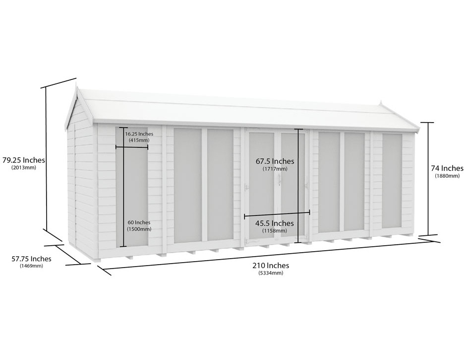 5ft x 18ft Apex Summer House (Full Height Window)