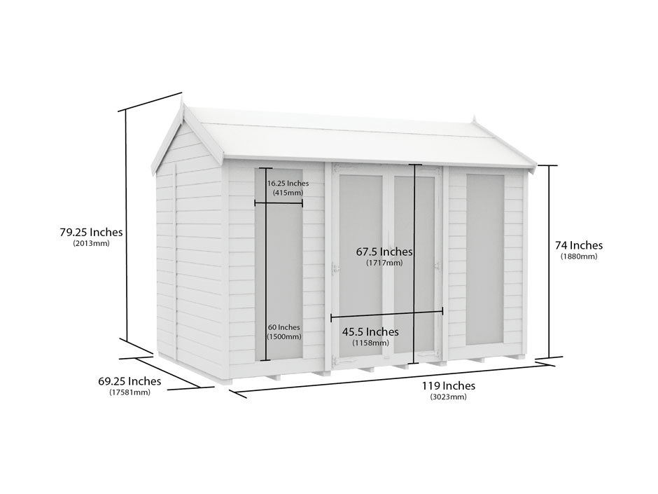 6ft x 10ft Apex Summer House (Full Height Window)