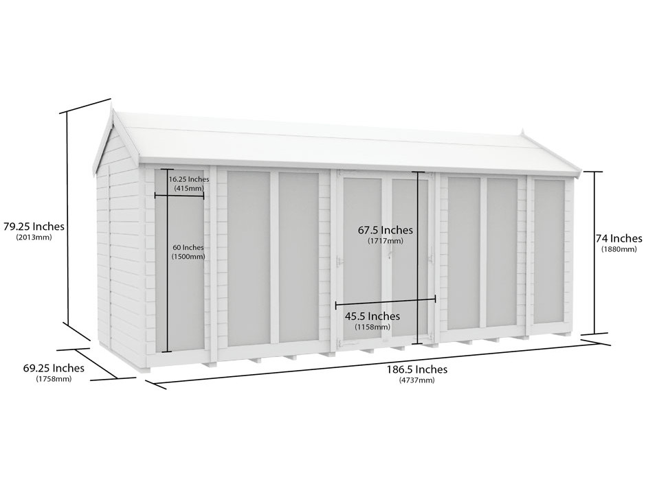 6ft x 16ft Apex Summer House (Full Height Window)