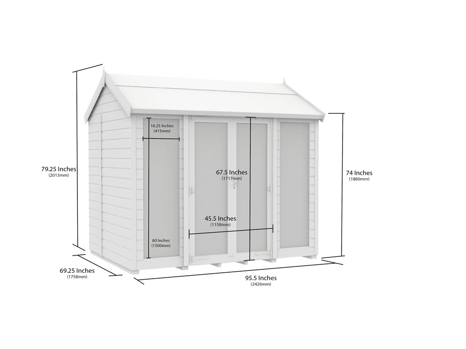 6ft x 8ft Apex Summer House (Full Height Window)