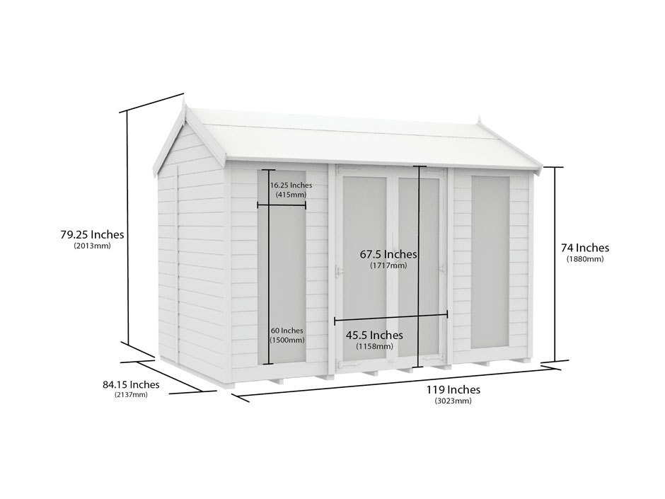 7ft x 10ft Apex Summer House (Full Height Window)