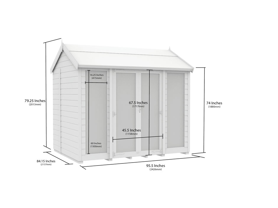 7ft x 8ft Apex Summer House (Full Height Window)