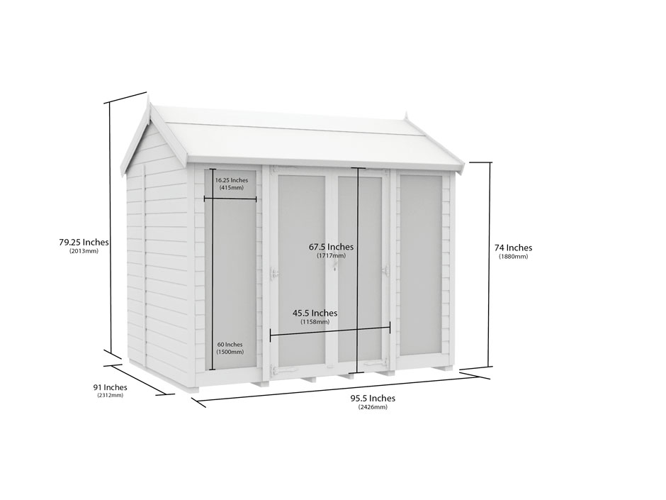 8ft x 8ft Apex Summer House (Full Height Window)