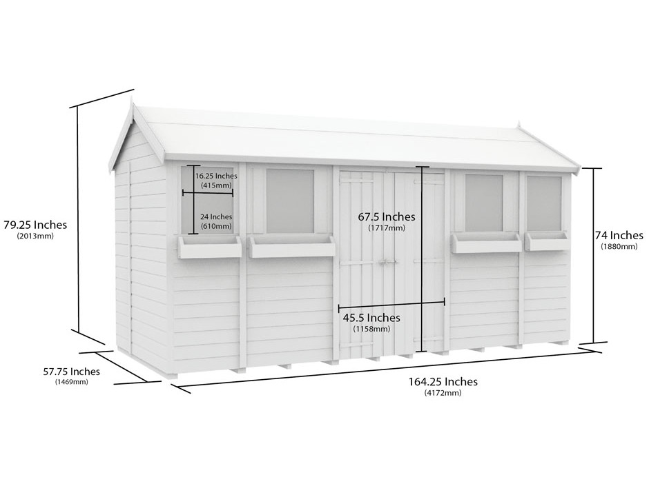 5ft x 14ft Apex Summer Shed