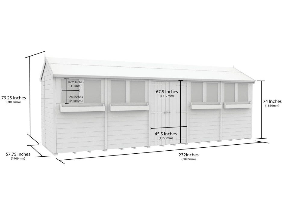 5ft x 20ft Apex Summer Shed