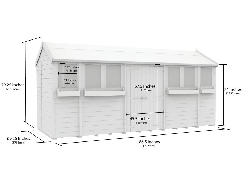 6ft x 16ft Apex Summer Shed