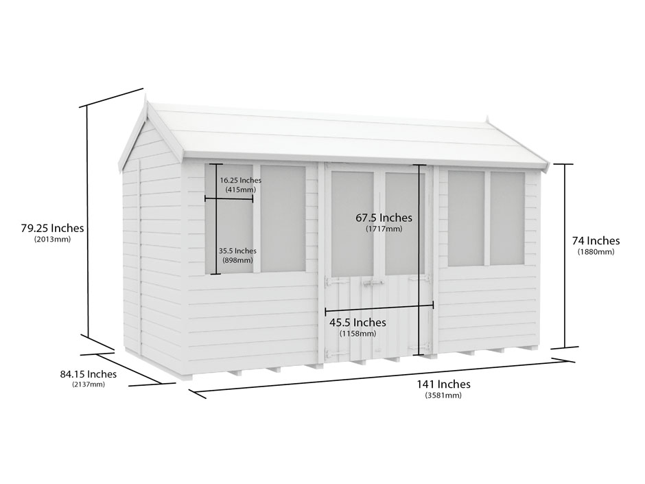 7ft x 12ft Apex Summer Shed